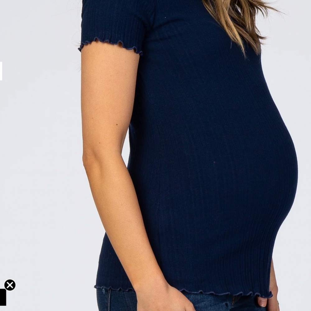 navy blue ruffle trim size small maternity shirt